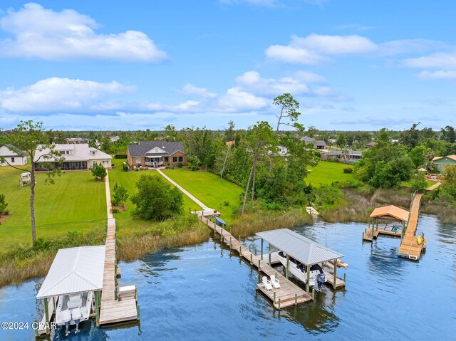 dock area with a water view