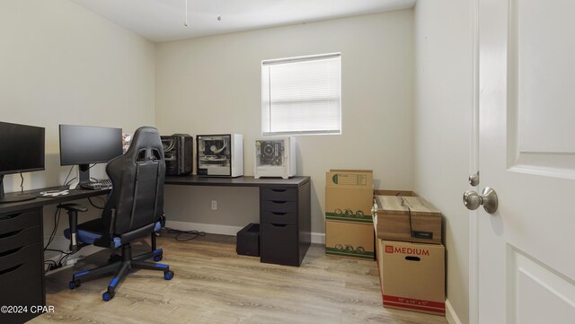 office area featuring light wood-type flooring