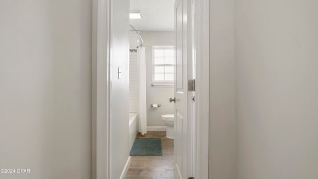 corridor with hardwood / wood-style flooring