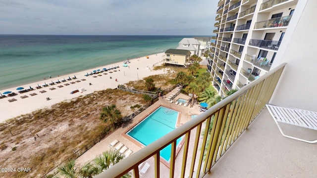 exterior space with a view of the beach and a water view