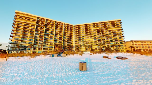 view of snow covered pool