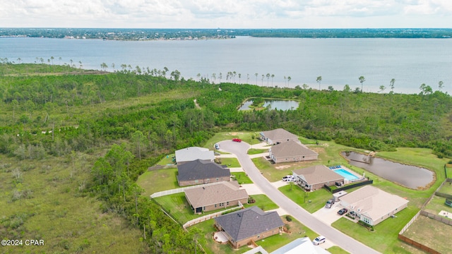 bird's eye view featuring a water view