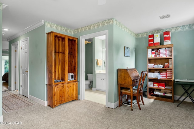 interior space with crown molding