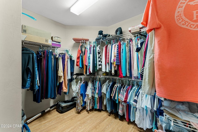 walk in closet featuring hardwood / wood-style flooring