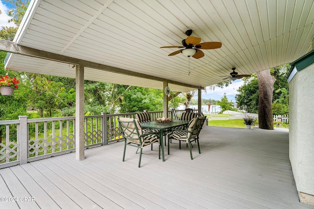 deck featuring ceiling fan