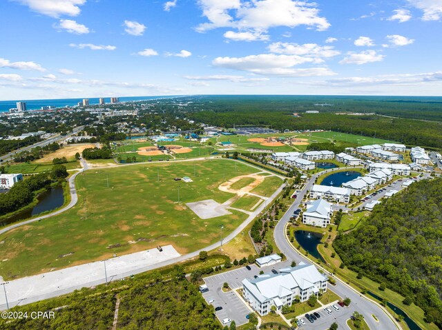 bird's eye view featuring a water view