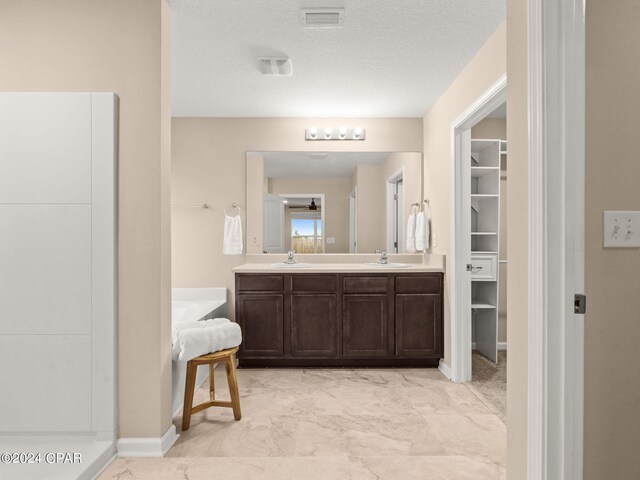 bathroom featuring vanity and a textured ceiling