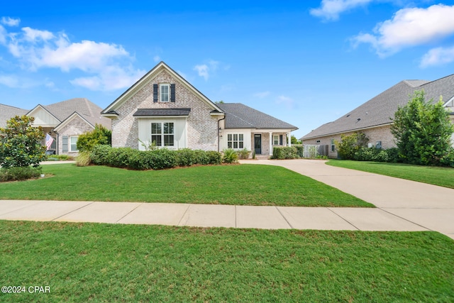 view of front of property with a front lawn