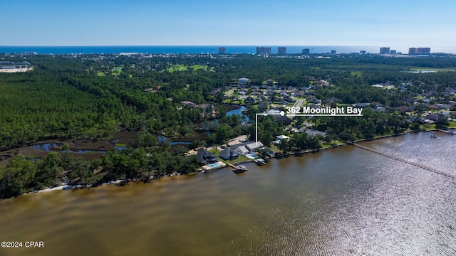 bird's eye view featuring a water view