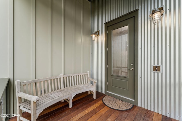 entrance to property with board and batten siding