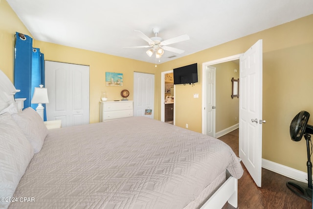 bedroom featuring ceiling fan