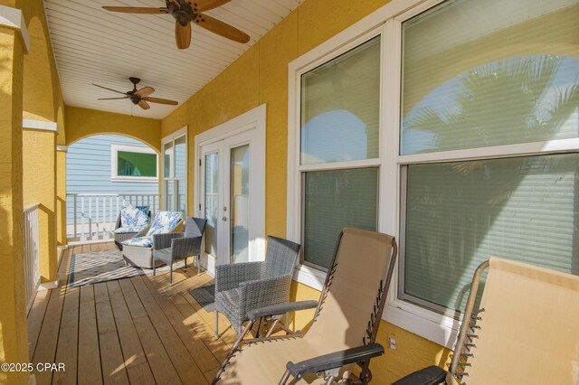 112 Riviera Dr, Panama City Beach, FL 32413 - wooden deck with a ceiling fan