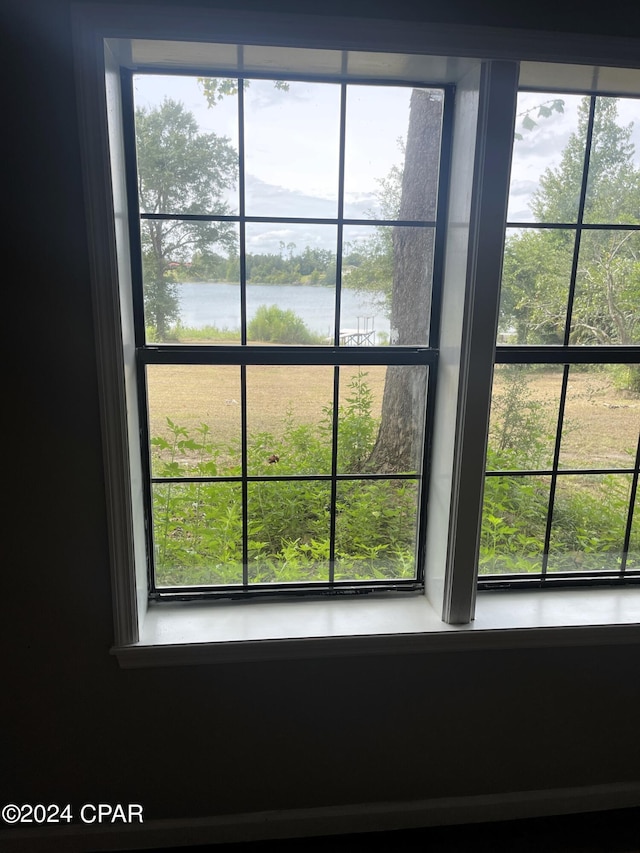 room details featuring a water view