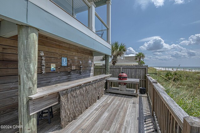 deck with a water view