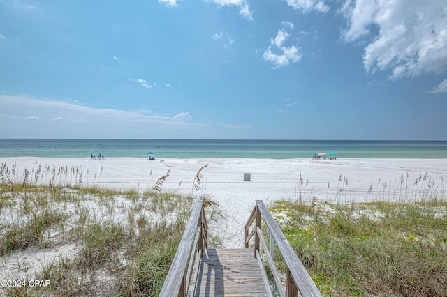 property view of water with a beach view