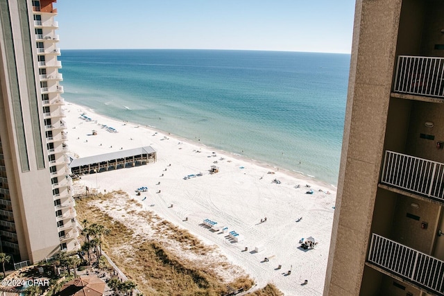 view of water feature featuring a view of the beach