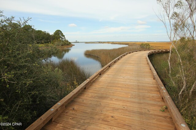 view of dock featuring a water view