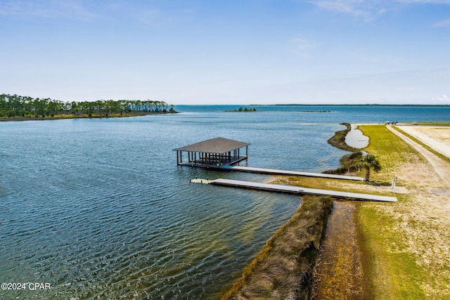 dock area featuring a water view