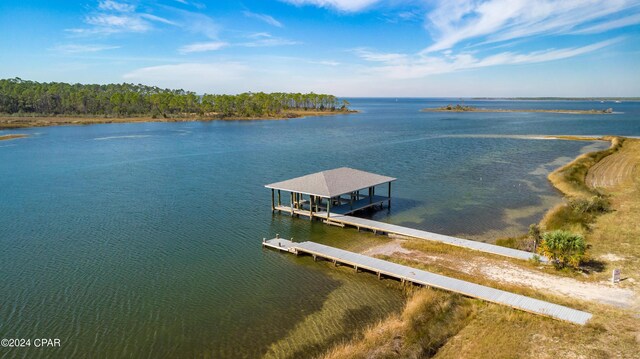 view of dock featuring a water view