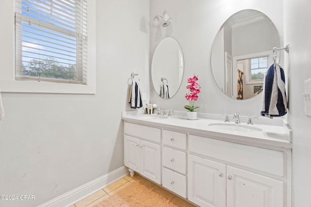 bathroom with vanity and tile patterned floors