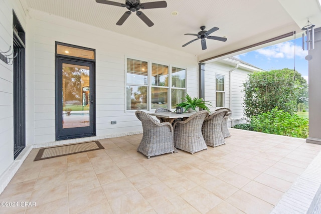 view of patio / terrace featuring ceiling fan