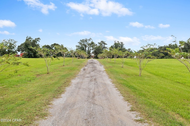 view of road featuring a rural view