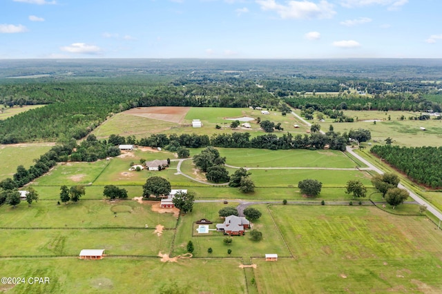 aerial view featuring a rural view