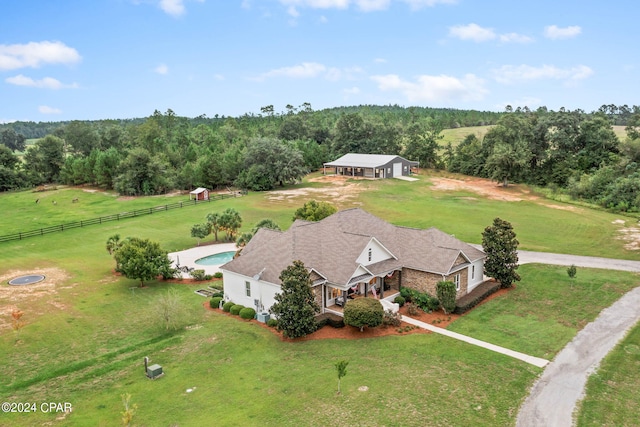 drone / aerial view with a rural view