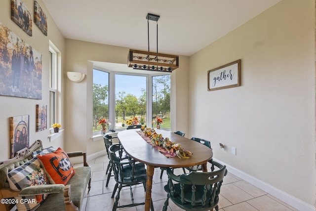 dining room with light tile patterned floors