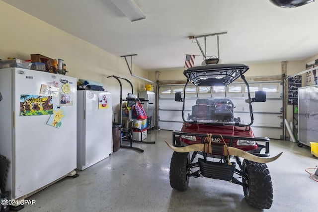 garage featuring white refrigerator