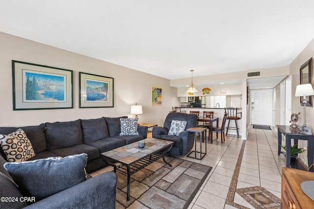 view of tiled living room