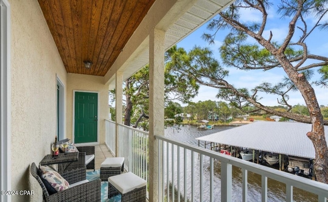 balcony with a water view