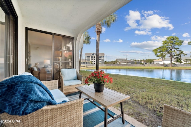 balcony with a water view