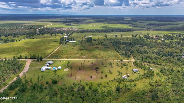 birds eye view of property featuring a rural view