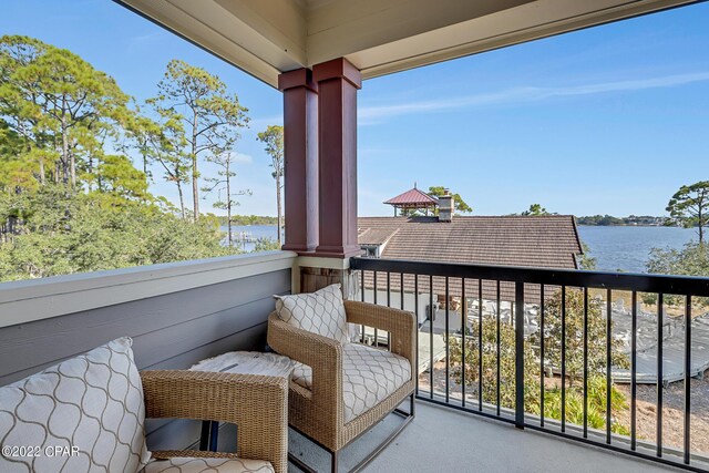 balcony with a water view