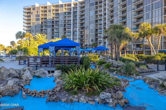 view of community with a gazebo