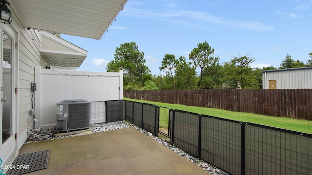 view of patio featuring central AC unit