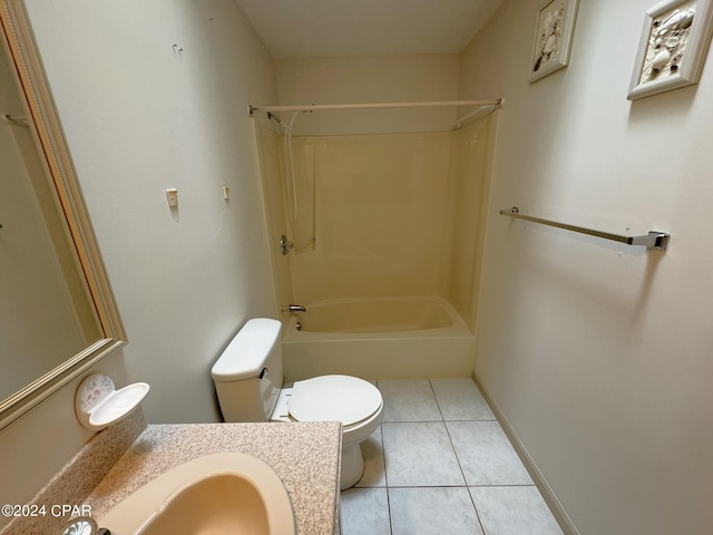 full bathroom with toilet, sink, tile patterned floors, and shower / bath combination