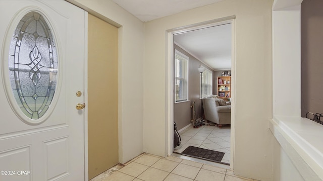 view of tiled foyer entrance