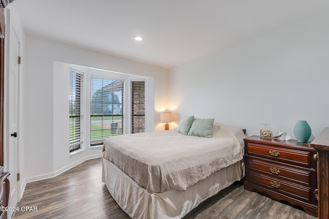 bedroom featuring dark hardwood / wood-style flooring