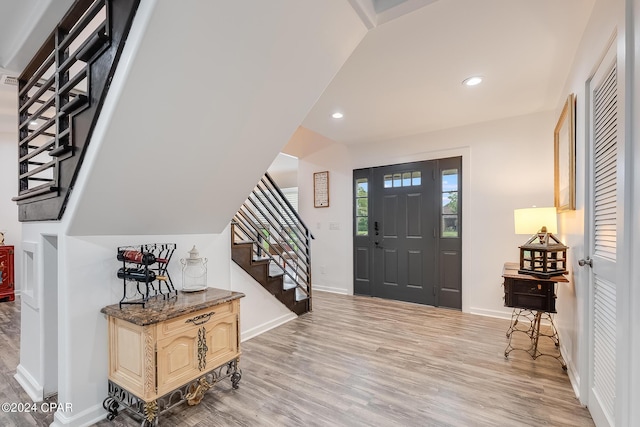 foyer entrance featuring light hardwood / wood-style floors