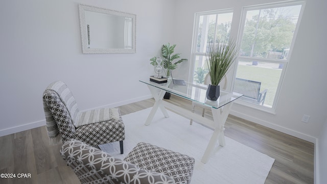 office with hardwood / wood-style flooring