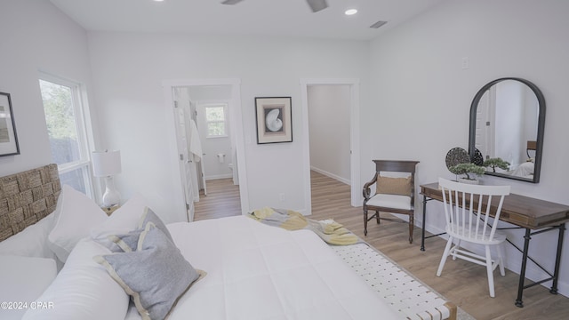 bedroom with light hardwood / wood-style flooring