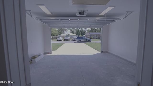 garage with a garage door opener