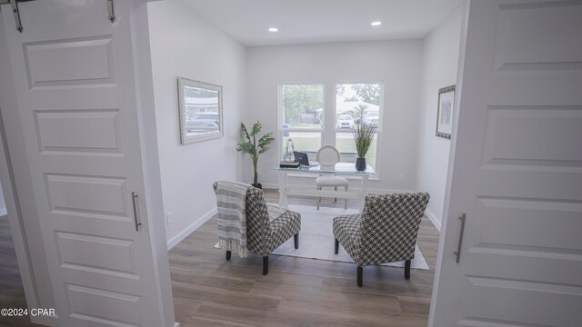 office featuring hardwood / wood-style flooring