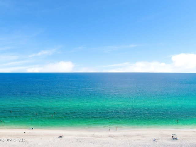 view of water feature with a view of the beach