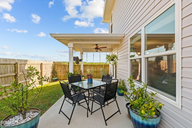 view of patio with ceiling fan