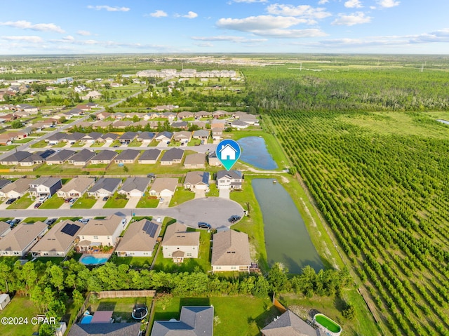 bird's eye view featuring a water view