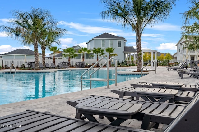 view of pool featuring a patio