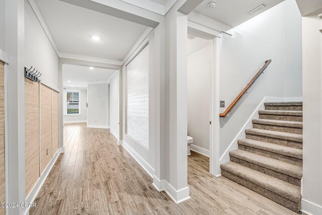 hall featuring light wood-type flooring